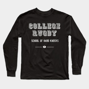 College Rugby School of Hard Knocks Distressed Long Sleeve T-Shirt